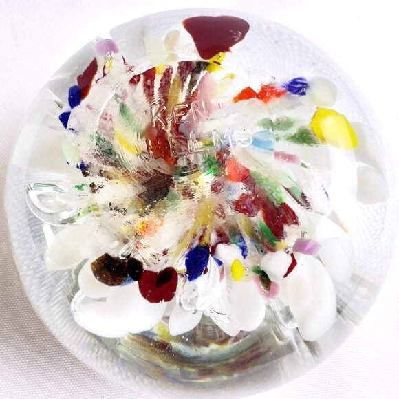 Kent Helms Vintage Signed Art Glass Paperweight Abstract Floral Studio Crafted - Picture 9 of 11